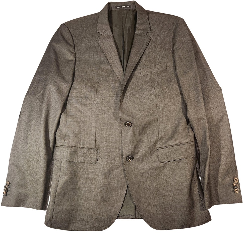 BOSS Hugo Boss Blazer Sport Coat Mens 40L Charcoal The‎ Jam75 Sharp3 Made USA